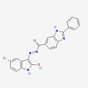 molecular formula C22H14BrN5O2 B12366452 N-[(5-bromo-2-hydroxy-1H-indol-3-yl)imino]-2-phenyl-3H-benzimidazole-5-carboxamide 