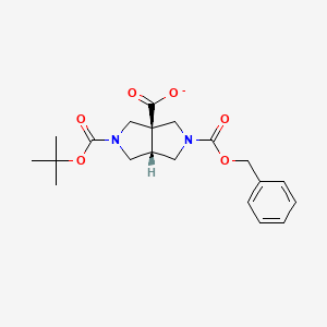 molecular formula C20H25N2O6- B12366542 (3aR,6aR)-5-[(2-methylpropan-2-yl)oxycarbonyl]-2-phenylmethoxycarbonyl-3,4,6,6a-tetrahydro-1H-pyrrolo[3,4-c]pyrrole-3a-carboxylate 