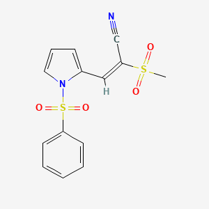 molecular formula C14H12N2O4S2 B1236659 (E)-3-[1-(benzenesulfonyl)pyrrol-2-yl]-2-methylsulfonylprop-2-enenitrile 