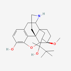 molecular formula C25H35NO4 B1236672 (2S,15R)-16-(2-hydroxy-3,3-dimethylbutan-2-yl)-15-methoxy-13-oxa-5-azahexacyclo[13.2.2.12,8.01,6.02,14.012,20]icosa-8(20),9,11-trien-11-ol 