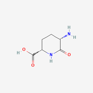 molecular formula C6H10N2O3 B1236679 3-Amino-2-piperidone-6-carboxylic acid CAS No. 42155-74-8