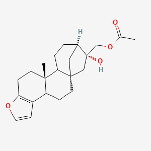 molecular formula C22H30O4 B1236684 [(1S,12R,16R,17R)-17-hydroxy-12-methyl-8-oxapentacyclo[14.2.1.01,13.04,12.05,9]nonadeca-5(9),6-dien-17-yl]methyl acetate 