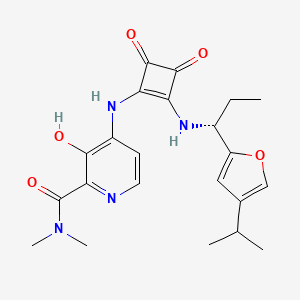 molecular formula C22H26N4O5 B12366892 4-[[3,4-bis(oxidanylidene)-2-[[(1~{R})-1-(4-propan-2-ylfuran-2-yl)propyl]amino]cyclobuten-1-yl]amino]-~{N},~{N}-dimethyl-3-oxidanyl-pyridine-2-carboxamide 