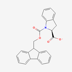 molecular formula C24H18NO4- B12366951 1H-Indole-1,2-dicarboxylic acid, 2,3-dihydro-, 1-(9H-fluoren-9-ylmethyl) ester, (2S)- 