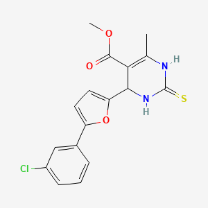 molecular formula C17H15ClN2O3S B1236702 4-[5-(3-chlorophenyl)-2-furanyl]-6-methyl-2-sulfanylidene-3,4-dihydro-1H-pyrimidine-5-carboxylic acid methyl ester 