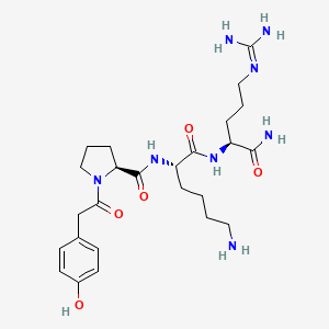 molecular formula C25H40N8O5 B12367058 (2S)-N-[(2S)-6-amino-1-[[(2S)-1-amino-5-(diaminomethylideneamino)-1-oxopentan-2-yl]amino]-1-oxohexan-2-yl]-1-[2-(4-hydroxyphenyl)acetyl]pyrrolidine-2-carboxamide 