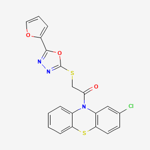 molecular formula C20H12ClN3O3S2 B12367162 1-(2-Chlorophenothiazin-10-yl)-2-[[5-(furan-2-yl)-1,3,4-oxadiazol-2-yl]sulfanyl]ethanone 