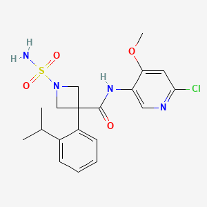 N-(6-chloro-4-methoxypyridin-3-yl)-3-(2-propan-2-ylphenyl)-1-sulfamoylazetidine-3-carboxamide