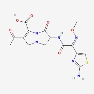 6-acetyl-2-[[(2Z)-2-(2-amino-1,3-thiazol-4-yl)-2-methoxyiminoacetyl]amino]-3-oxo-2,7-dihydro-1H-pyrazolo[1,2-a]pyrazole-5-carboxylic acid