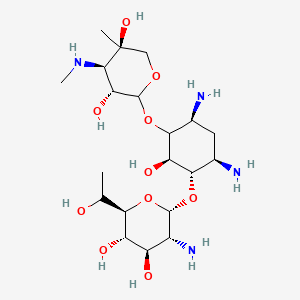 (3R,4R,5R)-2-[(2R,3S,4R,6S)-4,6-diamino-3-[(2S,3R,4R,5S,6R)-3-amino-4,5-dihydroxy-6-(1-hydroxyethyl)oxan-2-yl]oxy-2-hydroxycyclohexyl]oxy-5-methyl-4-(methylamino)oxane-3,5-diol