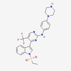 molecular formula C25H25F3N6O2S B12367491 4-(1-ethylsulfonylindol-3-yl)-N-(4-piperazin-1-ylphenyl)-5-(trifluoromethyl)pyrimidin-2-amine 