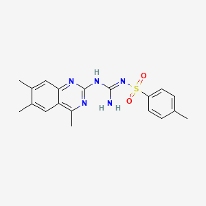 molecular formula C19H21N5O2S B1236754 2-(4-Methylphenyl)sulfonyl-1-(4,6,7-trimethylquinazolin-2-yl)guanidine 