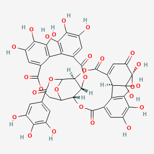 molecular formula C41H28O27 B12367593 [(1S,7S,28R,29R,38S)-1,16,17,18,21,22,23,34,35,39,39-undecahydroxy-2,5,13,26,31-pentaoxo-6,9,12,27,30,40-hexaoxaoctacyclo[34.3.1.04,38.07,28.010,29.014,19.020,25.032,37]tetraconta-3,14,16,18,20,22,24,32,34,36-decaen-8-yl] 3,4,5-trihydroxybenzoate 