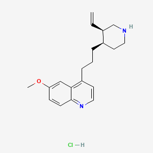 molecular formula C20H27ClN2O B1236760 (3R-cis)-6-methoxy-4-[3-(3-vinyl-4-piperidyl)propyl]quinoline monohydrochloride CAS No. 79626-11-2