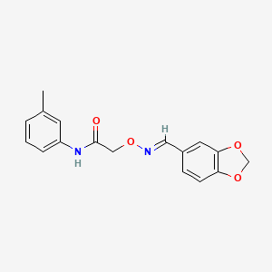 molecular formula C17H16N2O4 B1236763 (E)-2-(((Benzo[d][1,3]dioxol-5-ylmethylene)amino)oxy)-N-(m-tolyl)acetamide 