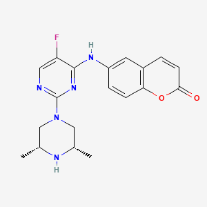 6-[[2-[(3R,5S)-3,5-dimethylpiperazin-1-yl]-5-fluoropyrimidin-4-yl]amino]chromen-2-one