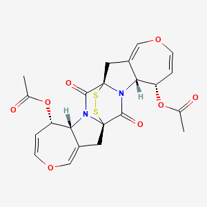 molecular formula C22H20N2O8S2 B12367812 [(1R,4R,5S,12R,15R,16S)-16-acetyloxy-2,13-dioxo-8,19-dioxa-23,24-dithia-3,14-diazahexacyclo[10.10.2.01,14.03,12.04,10.015,21]tetracosa-6,9,17,20-tetraen-5-yl] acetate 