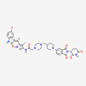 2-[4-[[1-[2-(2,6-dioxopiperidin-3-yl)-1,3-dioxoisoindol-5-yl]piperidin-4-yl]methyl]piperazin-1-yl]-N-[5-[(Z)-(5-fluoro-2-oxo-1H-indol-3-ylidene)methyl]-4-methyl-1H-pyrrol-3-yl]acetamide