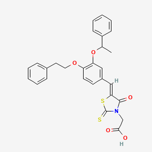 molecular formula C28H25NO5S2 B1236786 2-Thioxo-4-oxo-5-[3-[(alpha-methylbenzyl)oxy]-4-(phenethyloxy)benzylidene]thiazolidine-3-acetic acid 