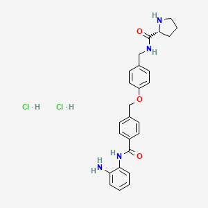 molecular formula C26H30Cl2N4O3 B12367889 (2R)-N-[[4-[[4-[(2-aminophenyl)carbamoyl]phenyl]methoxy]phenyl]methyl]pyrrolidine-2-carboxamide;dihydrochloride 