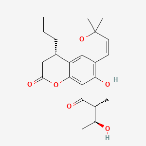 molecular formula C22H28O6 B12367899 (10S)-5-hydroxy-6-[(2R,3S)-3-hydroxy-2-methylbutanoyl]-2,2-dimethyl-10-propyl-9,10-dihydropyrano[2,3-f]chromen-8-one 