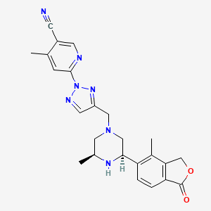 molecular formula C24H25N7O2 B12367948 4-methyl-6-[4-[[(3S,5R)-3-methyl-5-(4-methyl-1-oxo-3H-2-benzofuran-5-yl)piperazin-1-yl]methyl]triazol-2-yl]pyridine-3-carbonitrile 