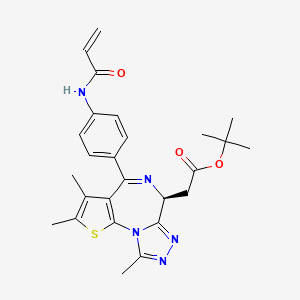 molecular formula C26H29N5O3S B12367979 tert-butyl 2-[(9S)-4,5,13-trimethyl-7-[4-(prop-2-enoylamino)phenyl]-3-thia-1,8,11,12-tetrazatricyclo[8.3.0.02,6]trideca-2(6),4,7,10,12-pentaen-9-yl]acetate 