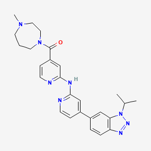 molecular formula C26H30N8O B12368051 (4-Methyl-1,4-diazepan-1-yl)-[2-[[4-(3-propan-2-ylbenzotriazol-5-yl)pyridin-2-yl]amino]pyridin-4-yl]methanone 