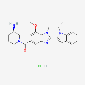 molecular formula C25H30ClN5O2 B12368117 [(3R)-3-aminopiperidin-1-yl]-[2-(1-ethylindol-2-yl)-7-methoxy-1-methylbenzimidazol-5-yl]methanone;hydrochloride 