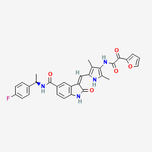 (3Z)-N-[(1R)-1-(4-fluorophenyl)ethyl]-3-[[4-[[2-(furan-2-yl)-2-oxoacetyl]amino]-3,5-dimethyl-1H-pyrrol-2-yl]methylidene]-2-oxo-1H-indole-5-carboxamide