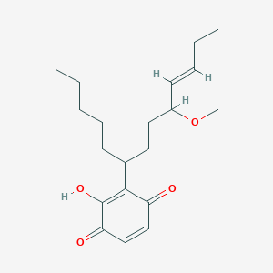 molecular formula C20H30O4 B1236816 2,5-Cyclohexadiene-1,4-dione, 2-hydroxy-5-methoxy-3-(8-tridecenyl)-, (Z)- CAS No. 97987-90-1
