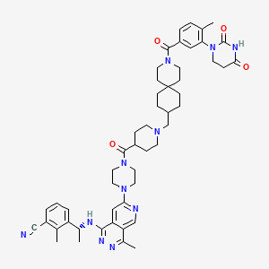 molecular formula C51H63N11O4 B12368273 3-[(1R)-1-[[7-[4-[1-[[3-[3-(2,4-dioxo-1,3-diazinan-1-yl)-4-methylbenzoyl]-3-azaspiro[5.5]undecan-9-yl]methyl]piperidine-4-carbonyl]piperazin-1-yl]-4-methylpyrido[3,4-d]pyridazin-1-yl]amino]ethyl]-2-methylbenzonitrile 