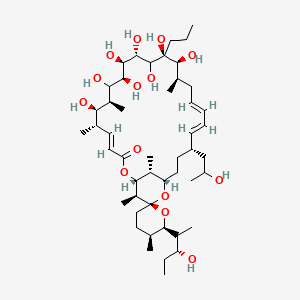 molecular formula C48H84O14 B12368317 (1R,4E,5'S,6S,6'R,7R,8S,10S,11R,12S,14S,15S,16R,18E,20E,22S,25S,27S,28S,29R)-7,9,10,11,12,13,14,15-octahydroxy-6'-[(3R)-3-hydroxypentan-2-yl]-22-(2-hydroxypropyl)-5',6,8,16,28,29-hexamethyl-14-propylspiro[2,26-dioxabicyclo[23.3.1]nonacosa-4,18,20-triene-27,2'-oxane]-3-one 