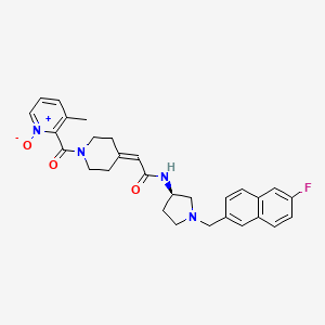 molecular formula C29H31FN4O3 B12368355 N-[(3R)-1-[(6-fluoronaphthalen-2-yl)methyl]pyrrolidin-3-yl]-2-[1-(3-methyl-1-oxidopyridin-1-ium-2-carbonyl)piperidin-4-ylidene]acetamide 