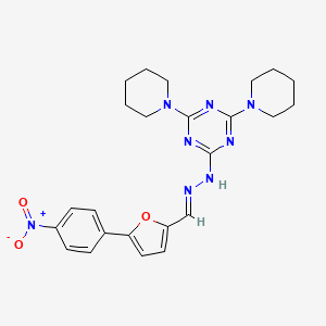 molecular formula C24H28N8O3 B1236852 N-[(E)-[5-(4-nitrophenyl)furan-2-yl]methylideneamino]-4,6-di(piperidin-1-yl)-1,3,5-triazin-2-amine 