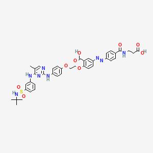 molecular formula C40H42N8O9S B12368558 2-[2-[4-[[4-[3-(Tert-butylsulfamoyl)anilino]-5-methylpyrimidin-2-yl]amino]phenoxy]ethoxy]-5-[[4-(2-carboxyethylcarbamoyl)phenyl]diazenyl]benzoic acid 