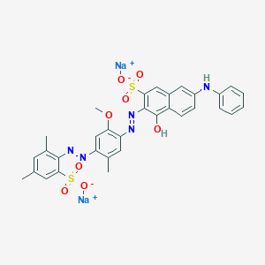 molecular formula C32H27N5Na2O8S2 B12368573 disodium;7-anilino-3-[[4-[(2,4-dimethyl-6-sulfonatophenyl)diazenyl]-2-methoxy-5-methylphenyl]diazenyl]-4-hydroxynaphthalene-2-sulfonate 