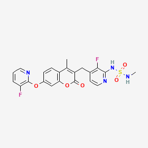 3-[[3-Fluoro-2-(methylsulfamoylamino)pyridin-4-yl]methyl]-7-(3-fluoropyridin-2-yl)oxy-4-methylchromen-2-one