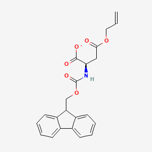 molecular formula C22H20NO6- B12368641 D-Aspartic acid, N-[(9H-fluoren-9-ylmethoxy)carbonyl]-, 4-(2-propen-1-yl) ester 