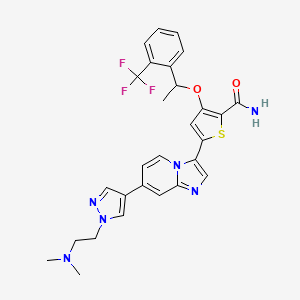 5-[7-[1-[2-(dimethylamino)ethyl]pyrazol-4-yl]imidazo[1,2-a]pyridin-3-yl]-3-[1-[2-(trifluoromethyl)phenyl]ethoxy]thiophene-2-carboxamide