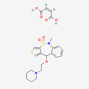 molecular formula C23H28N2O7S2 B12368703 (Z)-but-2-enedioic acid;5-methyl-10-(2-piperidin-1-ylethoxy)-10H-thieno[3,4-c][2,1]benzothiazepine 4,4-dioxide 