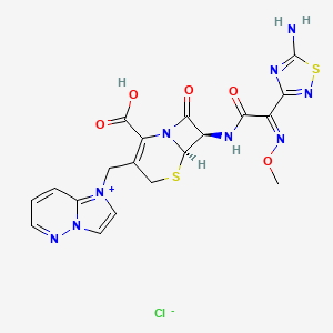 (6R,7R)-7-[[(2Z)-2-(5-amino-1,2,4-thiadiazol-3-yl)-2-methoxyiminoacetyl]amino]-3-(imidazo[1,2-b]pyridazin-1-ium-1-ylmethyl)-8-oxo-5-thia-1-azabicyclo[4.2.0]oct-2-ene-2-carboxylic acid;chloride