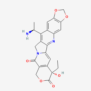 molecular formula C23H21N3O6 B12368732 (5S)-14-[(1S)-1-aminoethyl]-5-ethyl-5-hydroxy-7,18,20-trioxa-11,24-diazahexacyclo[11.11.0.02,11.04,9.015,23.017,21]tetracosa-1(24),2,4(9),13,15,17(21),22-heptaene-6,10-dione 