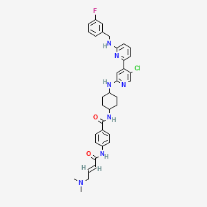 molecular formula C36H39ClFN7O2 B12368733 N-[4-[[5-chloro-4-[6-[(3-fluorophenyl)methylamino]pyridin-2-yl]pyridin-2-yl]amino]cyclohexyl]-4-[[(E)-4-(dimethylamino)but-2-enoyl]amino]benzamide 