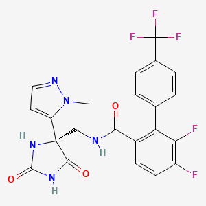 molecular formula C22H16F5N5O3 B12368751 3,4-difluoro-N-[[(4S)-4-(2-methylpyrazol-3-yl)-2,5-dioxoimidazolidin-4-yl]methyl]-2-[4-(trifluoromethyl)phenyl]benzamide 