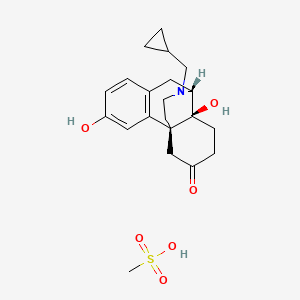 molecular formula C21H29NO6S B1236877 L-3,14-Dihydroxy-6-oxo-N-cyclopropylmethylmorphinan methansulfonate CAS No. 73361-72-5