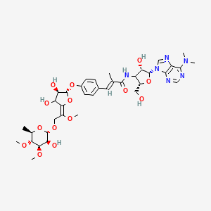 molecular formula C37H50N6O14 B12368773 (E)-3-[4-[(2R,3R,5Z)-3,4-dihydroxy-5-[2-[(2S,3S,4R,5R,6R)-3-hydroxy-4,5-dimethoxy-6-methyloxan-2-yl]oxy-1-methoxyethylidene]oxolan-2-yl]oxyphenyl]-N-[(2S,4S,5R)-5-[6-(dimethylamino)purin-9-yl]-4-hydroxy-2-(hydroxymethyl)oxolan-3-yl]-2-methylprop-2-enamide 