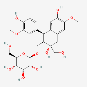 molecular formula C26H34O12 B12368825 (2R,3R,4S,5S,6R)-2-[[(1S,2S,3S)-3,7-dihydroxy-1-(4-hydroxy-3-methoxyphenyl)-3-(hydroxymethyl)-6-methoxy-2,4-dihydro-1H-naphthalen-2-yl]methoxy]-6-(hydroxymethyl)oxane-3,4,5-triol 