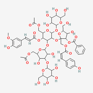 [2-[6-(acetyloxymethyl)-4-[6-(acetyloxymethyl)-3,5-dihydroxy-4-[3,4,5-trihydroxy-6-(hydroxymethyl)oxan-2-yl]oxyoxan-2-yl]oxy-5-[(E)-3-(4-hydroxy-3-methoxyphenyl)prop-2-enoyl]oxy-2-[3,4,5-trihydroxy-6-(hydroxymethyl)oxan-2-yl]oxyoxan-3-yl]oxy-4-hydroxy-5-(hydroxymethyl)-2-[[(Z)-3-(4-hydroxyphenyl)prop-2-enoyl]oxymethyl]oxolan-3-yl] benzoate