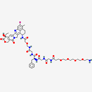 molecular formula C53H66FN9O15 B12368956 (2S)-2-[[2-[[2-[3-[2-[2-[2-(2-aminoethoxy)ethoxy]ethoxy]ethoxy]propanoylamino]acetyl]amino]acetyl]amino]-N-[2-[[2-[[(10S,23S)-10-ethyl-18-fluoro-10-hydroxy-19-methyl-5,9-dioxo-8-oxa-4,15-diazahexacyclo[14.7.1.02,14.04,13.06,11.020,24]tetracosa-1,6(11),12,14,16,18,20(24)-heptaen-23-yl]amino]-2-oxoethoxy]methylamino]-2-oxoethyl]-3-phenylpropanamide 